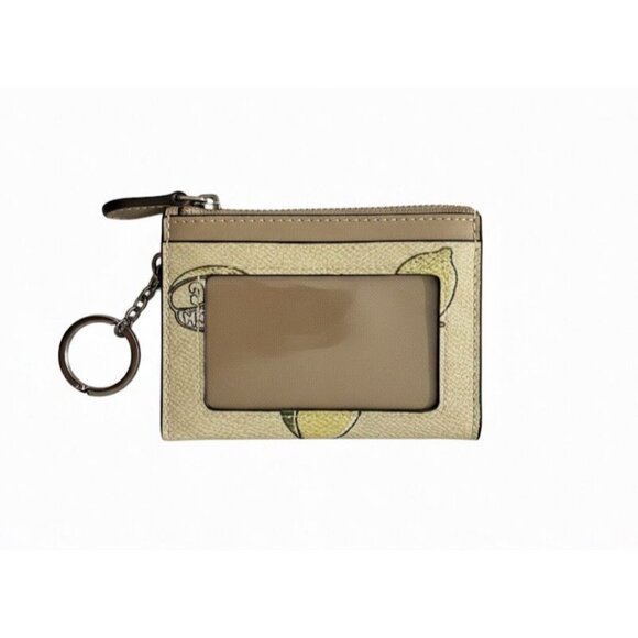 Coach Mini Skinny ID Case w Lemon Print Keychain Keycharm Minimalist Simplistic - Picture 2 of 4